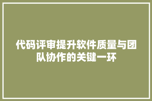 代码评审提升软件质量与团队协作的关键一环
