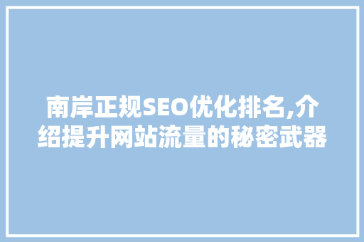 南岸正规SEO优化排名,介绍提升网站流量的秘密武器