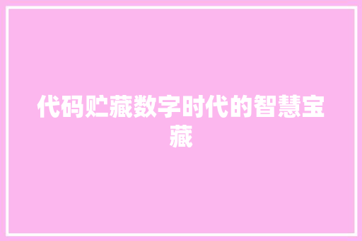 代码贮藏数字时代的智慧宝藏