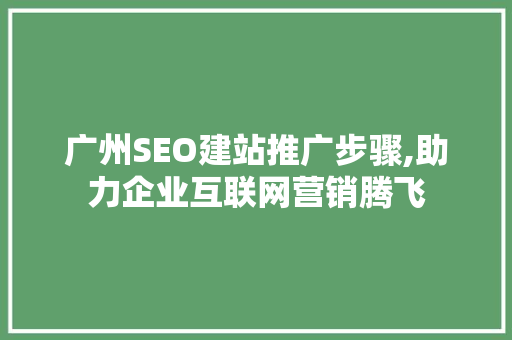 广州SEO建站推广步骤,助力企业互联网营销腾飞