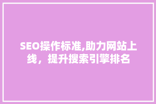 SEO操作标准,助力网站上线，提升搜索引擎排名