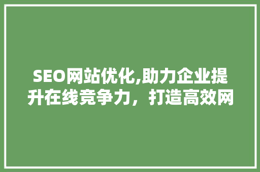 SEO网站优化,助力企业提升在线竞争力，打造高效网络品牌形象