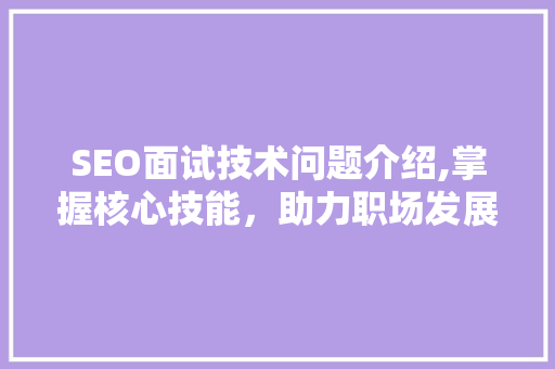 SEO面试技术问题介绍,掌握核心技能，助力职场发展