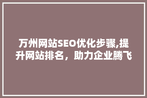 万州网站SEO优化步骤,提升网站排名，助力企业腾飞