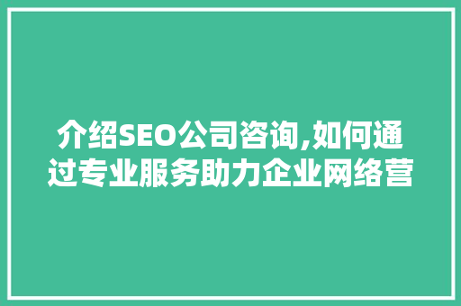 介绍SEO公司咨询,如何通过专业服务助力企业网络营销