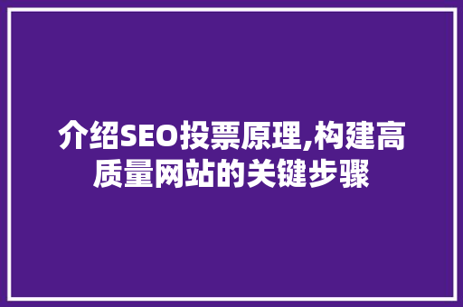 介绍SEO投票原理,构建高质量网站的关键步骤