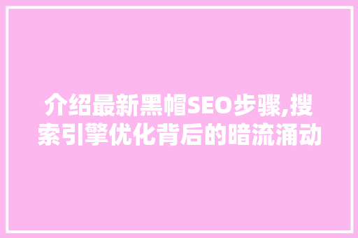 介绍最新黑帽SEO步骤,搜索引擎优化背后的暗流涌动