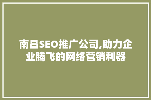 南昌SEO推广公司,助力企业腾飞的网络营销利器