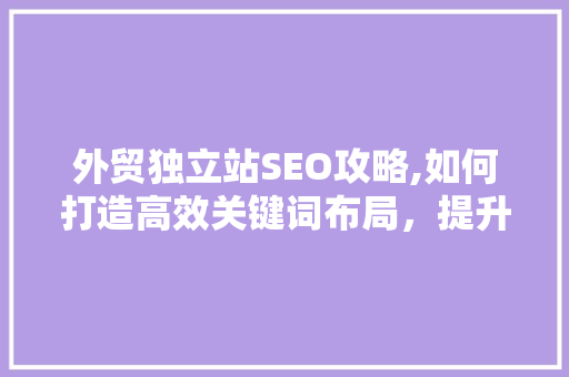 外贸独立站SEO攻略,如何打造高效关键词布局，提升网站排名