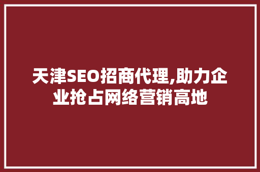 天津SEO招商代理,助力企业抢占网络营销高地