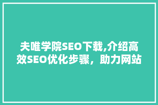 夫唯学院SEO下载,介绍高效SEO优化步骤，助力网站排名提升