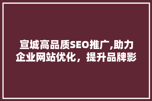 宣城高品质SEO推广,助力企业网站优化，提升品牌影响力