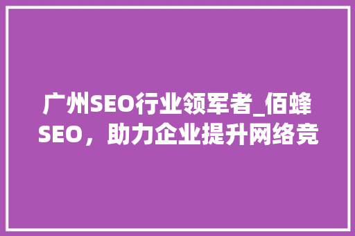 广州SEO行业领军者_佰蜂SEO，助力企业提升网络竞争力