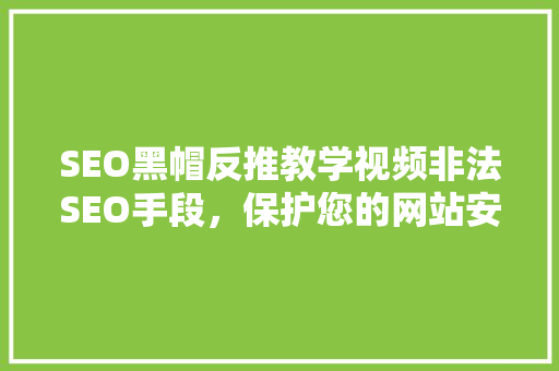 SEO黑帽反推教学视频非法SEO手段，保护您的网站安全
