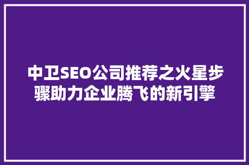中卫SEO公司推荐之火星步骤助力企业腾飞的新引擎