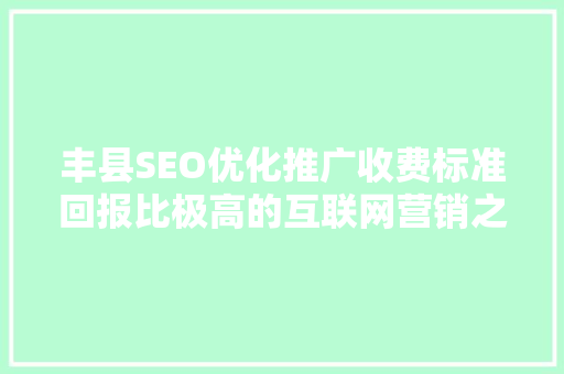 丰县SEO优化推广收费标准回报比极高的互联网营销之路