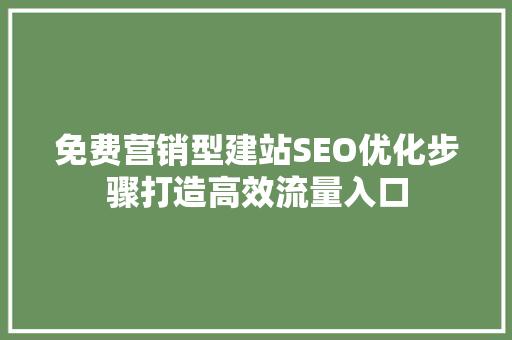 免费营销型建站SEO优化步骤打造高效流量入口  第1张