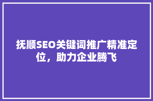 抚顺SEO关键词推广精准定位，助力企业腾飞
