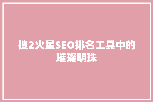 搜2火星SEO排名工具中的璀璨明珠