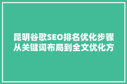 昆明谷歌SEO排名优化步骤从关键词布局到全文优化方法