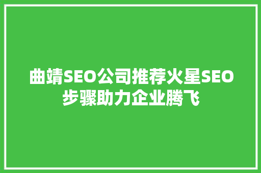 曲靖SEO公司推荐火星SEO步骤助力企业腾飞