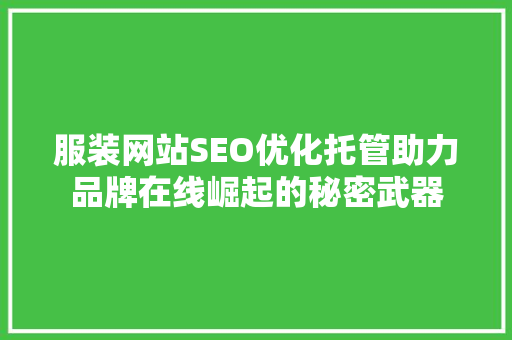 服装网站SEO优化托管助力品牌在线崛起的秘密武器