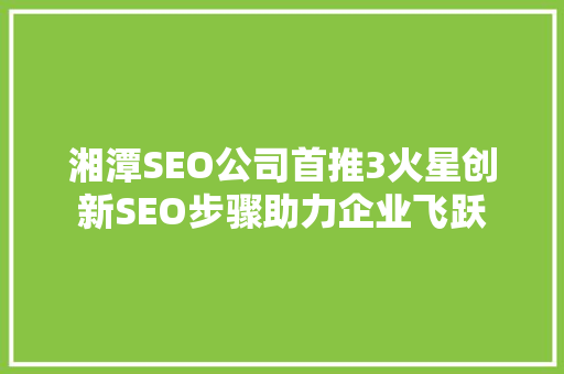 湘潭SEO公司首推3火星创新SEO步骤助力企业飞跃