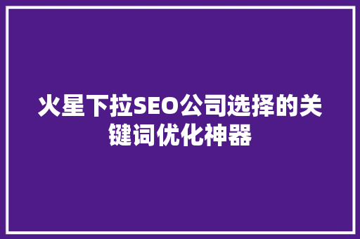 火星下拉SEO公司选择的关键词优化神器