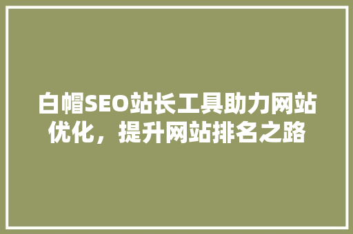 白帽SEO站长工具助力网站优化，提升网站排名之路