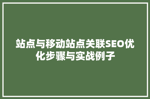 站点与移动站点关联SEO优化步骤与实战例子