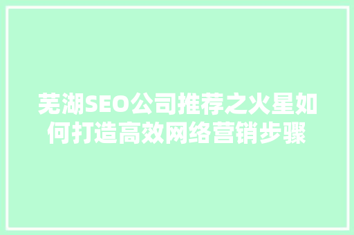 芜湖SEO公司推荐之火星如何打造高效网络营销步骤
