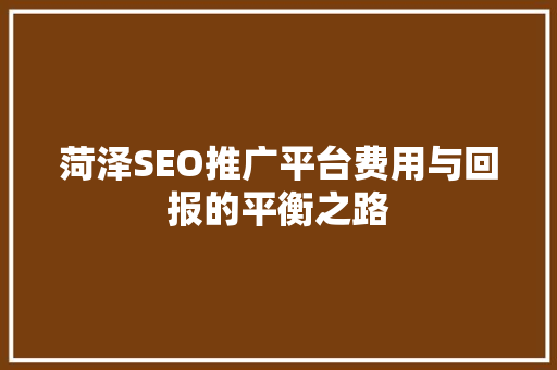 菏泽SEO推广平台费用与回报的平衡之路