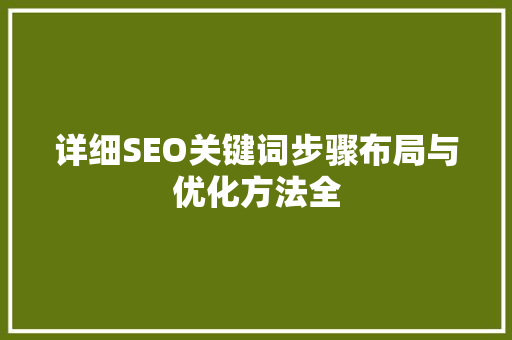 详细SEO关键词步骤布局与优化方法全