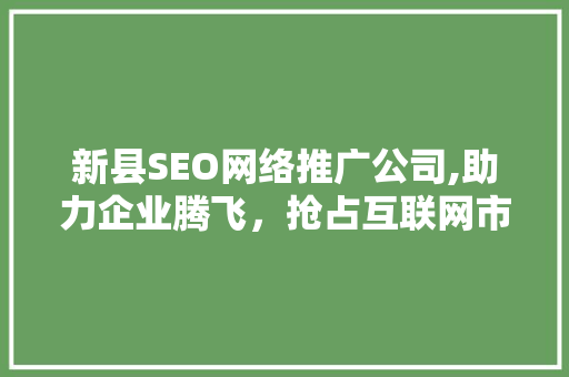 新县SEO网络推广公司,助力企业腾飞，抢占互联网市场制高点