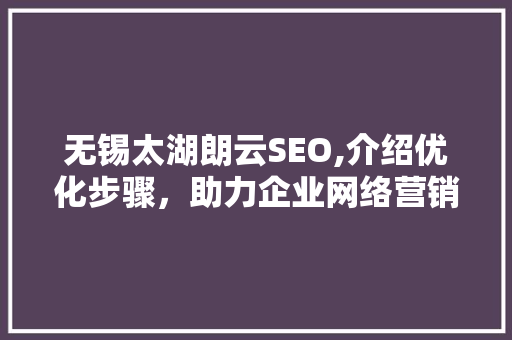 无锡太湖朗云SEO,介绍优化步骤，助力企业网络营销新篇章