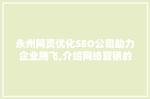 永州网页优化SEO公司助力企业腾飞,介绍网络营销的奥秘
