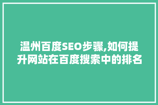 温州百度SEO步骤,如何提升网站在百度搜索中的排名