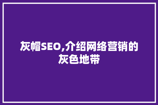 灰帽SEO,介绍网络营销的灰色地带