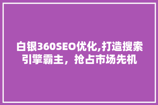 白银360SEO优化,打造搜索引擎霸主，抢占市场先机