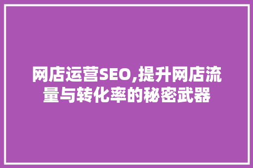 网店运营SEO,提升网店流量与转化率的秘密武器