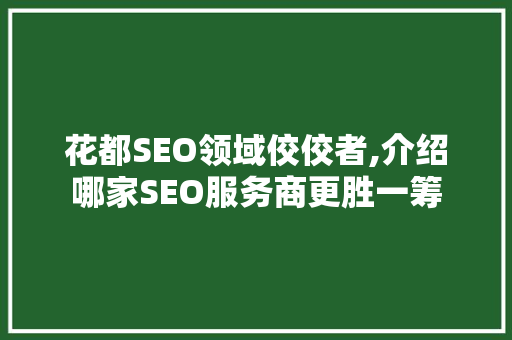 花都SEO领域佼佼者,介绍哪家SEO服务商更胜一筹