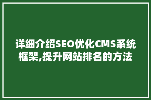 详细介绍SEO优化CMS系统框架,提升网站排名的方法