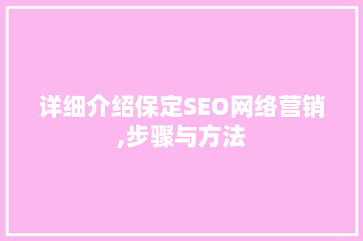 详细介绍保定SEO网络营销,步骤与方法