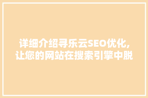 详细介绍寻乐云SEO优化,让您的网站在搜索引擎中脱颖而出