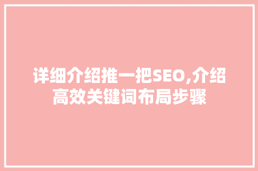 详细介绍推一把SEO,介绍高效关键词布局步骤