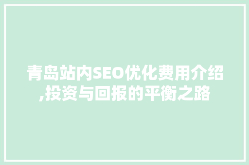 青岛站内SEO优化费用介绍,投资与回报的平衡之路
