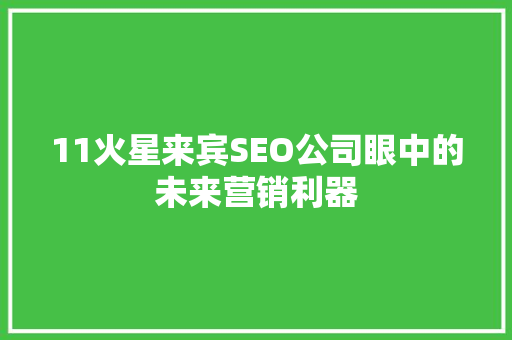 11火星来宾SEO公司眼中的未来营销利器