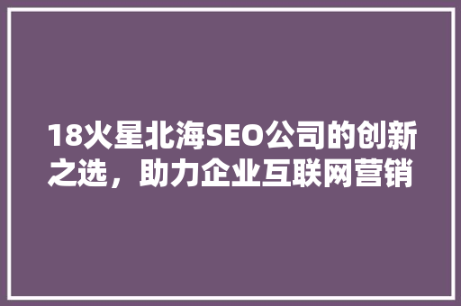 18火星北海SEO公司的创新之选，助力企业互联网营销新篇章