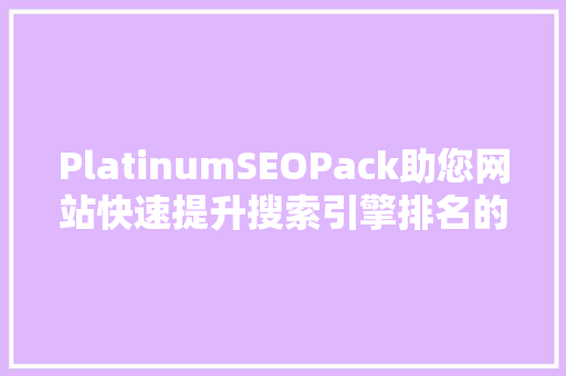 PlatinumSEOPack助您网站快速提升搜索引擎排名的利器