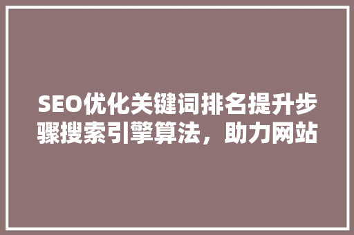 SEO优化关键词排名提升步骤搜索引擎算法，助力网站崛起